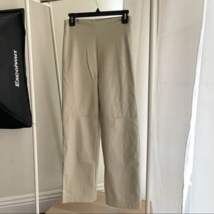 Vegan leather Cream White Bardot Straight Pants Small Wide Leg
